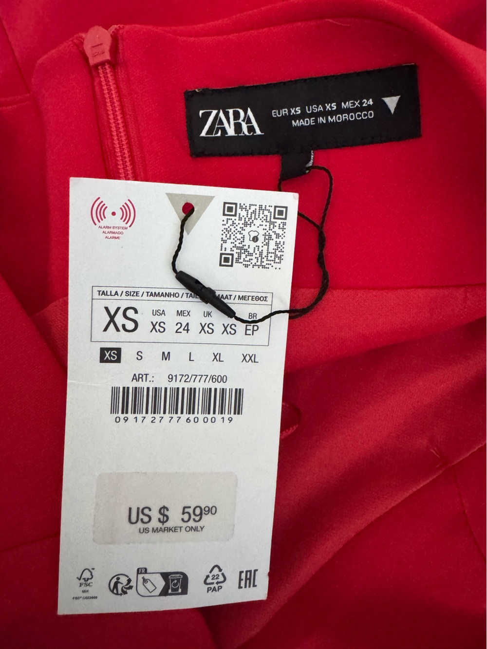 Zara Strapless Red Midi Sheath Dress - Picture 5 of 5